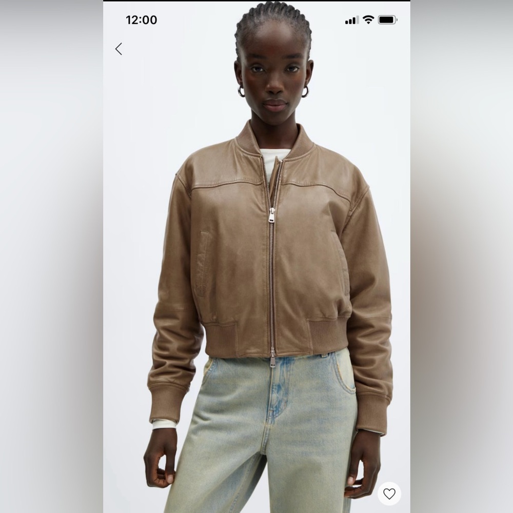 Mango Genuine leather Jacket NWOT